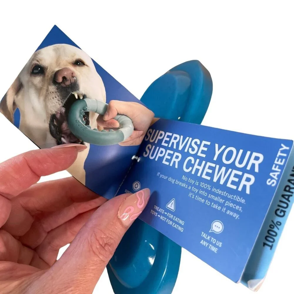 Super Chewer BarkBox Swim Gnawggles Size M/L Dog Toy Scented Add Peanut Butter